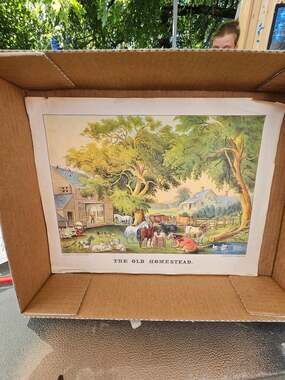 Currier And Ives The Old Homestead Print 1970s